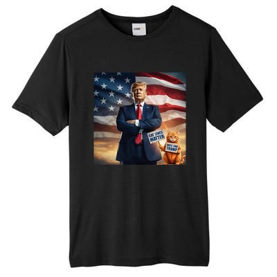 Cat Lives Matter Vote For Trump Usa Flag Funny Election Tall Fusion ChromaSoft Performance T-Shirt