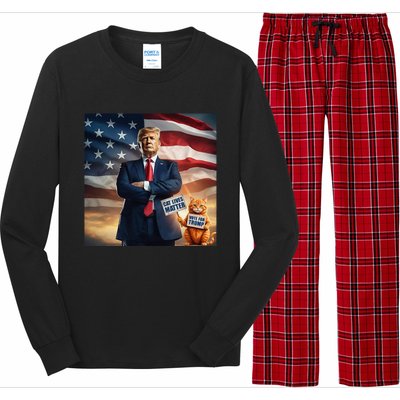 Cat Lives Matter Vote For Trump Usa Flag Funny Election Long Sleeve Pajama Set