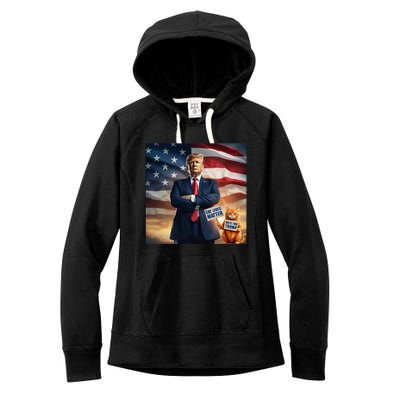 Cat Lives Matter Vote For Trump Usa Flag Funny Election Women's Fleece Hoodie