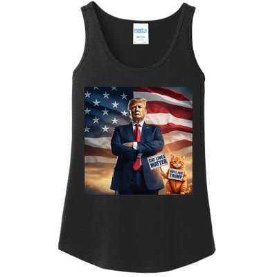 Cat Lives Matter Vote For Trump Usa Flag Funny Election Ladies Essential Tank