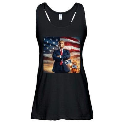 Cat Lives Matter Vote For Trump Usa Flag Funny Election Ladies Essential Flowy Tank