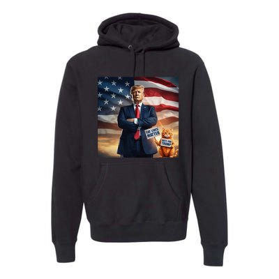 Cat Lives Matter Vote For Trump Usa Flag Funny Election Premium Hoodie