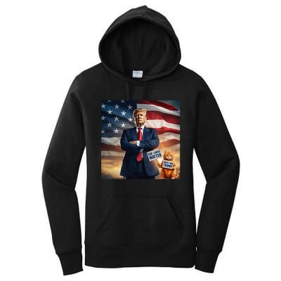 Cat Lives Matter Vote For Trump Usa Flag Funny Election Women's Pullover Hoodie