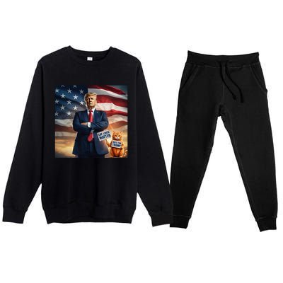 Cat Lives Matter Vote For Trump Usa Flag Funny Election Premium Crewneck Sweatsuit Set