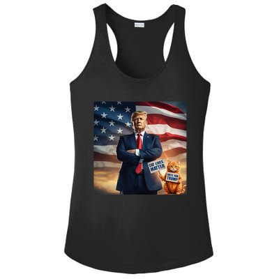 Cat Lives Matter Vote For Trump Usa Flag Funny Election Ladies PosiCharge Competitor Racerback Tank