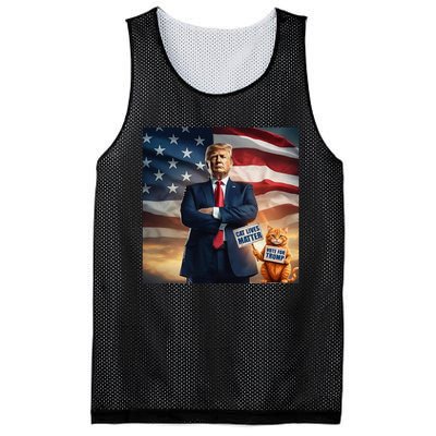 Cat Lives Matter Vote For Trump Usa Flag Funny Election Mesh Reversible Basketball Jersey Tank