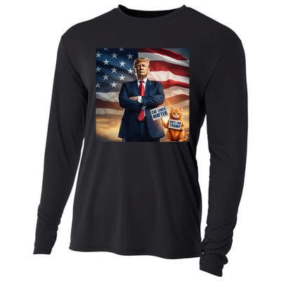 Cat Lives Matter Vote For Trump Usa Flag Funny Election Cooling Performance Long Sleeve Crew