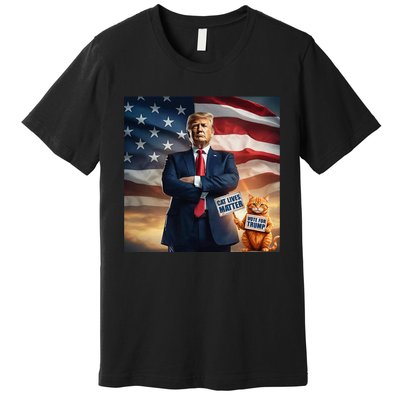 Cat Lives Matter Vote For Trump Usa Flag Funny Election Premium T-Shirt