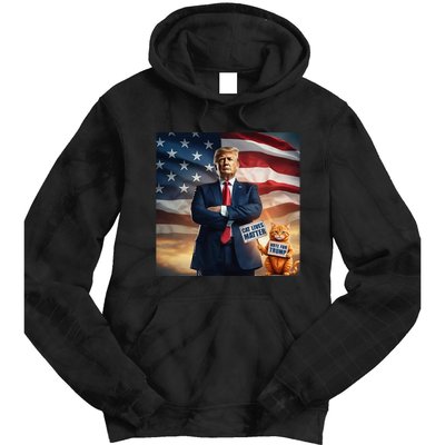 Cat Lives Matter Vote For Trump Usa Flag Funny Election Tie Dye Hoodie