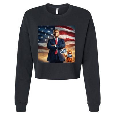 Cat Lives Matter Vote For Trump Usa Flag Funny Election Cropped Pullover Crew