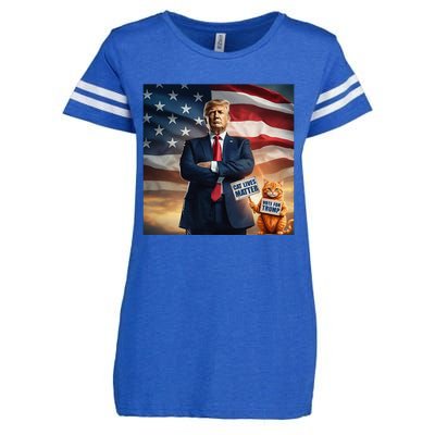 Cat Lives Matter Vote For Trump Usa Flag Funny Election Enza Ladies Jersey Football T-Shirt