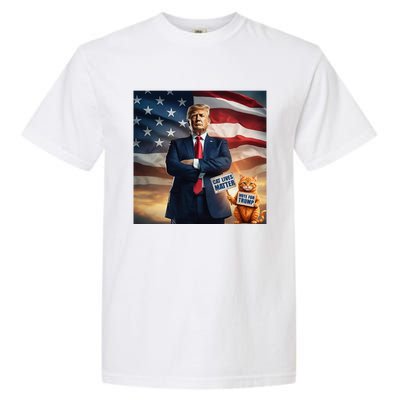 Cat Lives Matter Vote For Trump Usa Flag Funny Election Garment-Dyed Heavyweight T-Shirt