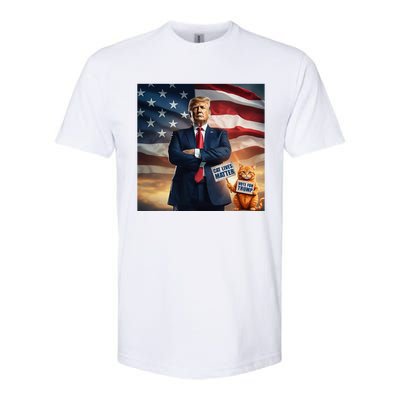 Cat Lives Matter Vote For Trump Usa Flag Funny Election Softstyle CVC T-Shirt