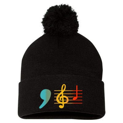 Comma La Music Notes Kamala Harris Music Teacher Elections Gift Pom Pom 12in Knit Beanie