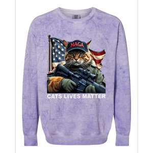 Cats Lives Matter Funny Trump 2024 Cat Maga Colorblast Crewneck Sweatshirt