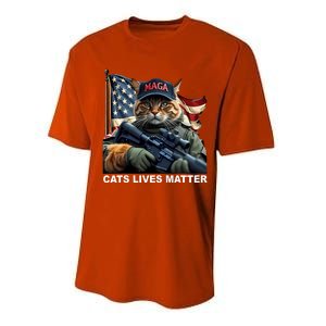 Cats Lives Matter Funny Trump 2024 Cat Maga Performance Sprint T-Shirt