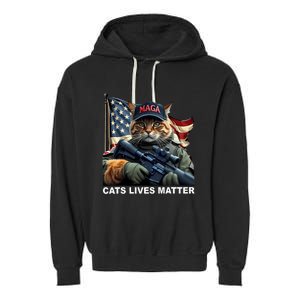 Cats Lives Matter Funny Trump 2024 Cat Maga Garment-Dyed Fleece Hoodie