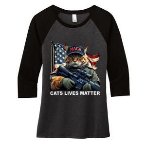 Cats Lives Matter Funny Trump 2024 Cat Maga Women's Tri-Blend 3/4-Sleeve Raglan Shirt