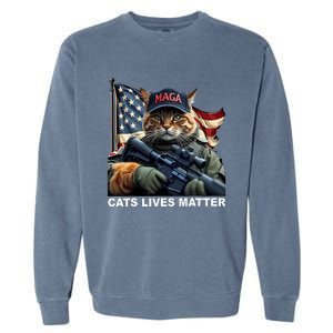 Cats Lives Matter Funny Trump 2024 Cat Maga Garment-Dyed Sweatshirt