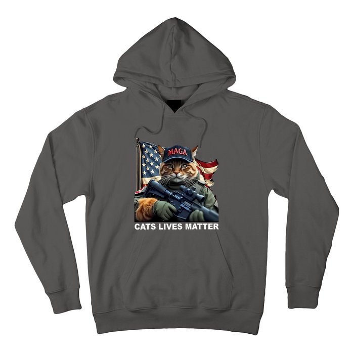 Cats Lives Matter Funny Trump 2024 Cat Maga Hoodie