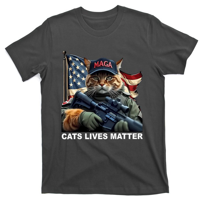 Cats Lives Matter Funny Trump 2024 Cat Maga T-Shirt