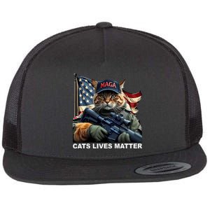 Cats Lives Matter Funny Trump 2024 Cat Maga Flat Bill Trucker Hat