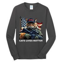 Cats Lives Matter Funny Trump 2024 Cat Maga Tall Long Sleeve T-Shirt