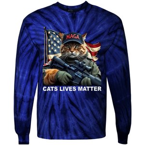 Cats Lives Matter Funny Trump 2024 Cat Maga Tie-Dye Long Sleeve Shirt