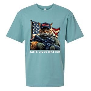 Cats Lives Matter Funny Trump 2024 Cat Maga Sueded Cloud Jersey T-Shirt