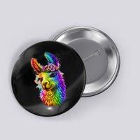 Cute Llama Mom For Llama Lovers Colorful Art Llama Button