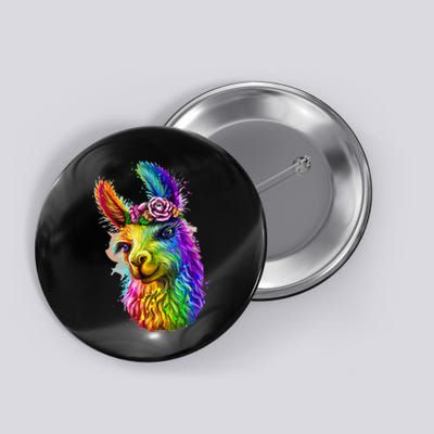 Cute Llama Mom For Llama Lovers Colorful Art Llama Button