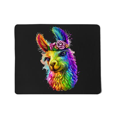 Cute Llama Mom For Llama Lovers Colorful Art Llama Mousepad