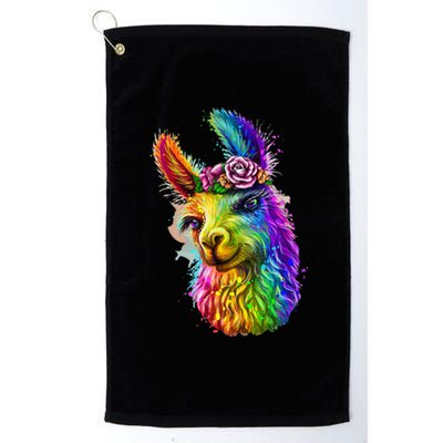 Cute Llama Mom For Llama Lovers Colorful Art Llama Platinum Collection Golf Towel