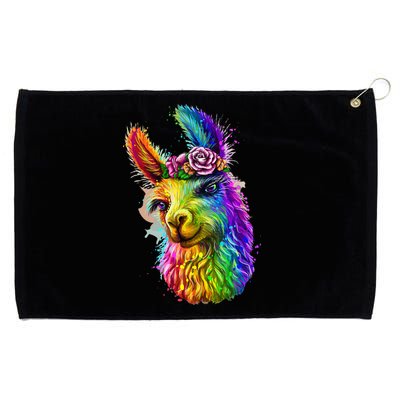 Cute Llama Mom For Llama Lovers Colorful Art Llama Grommeted Golf Towel