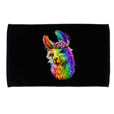 Cute Llama Mom For Llama Lovers Colorful Art Llama Microfiber Hand Towel