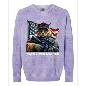 Cats Lives Matter Funny Trump 2024 Cat Maga Colorblast Crewneck Sweatshirt