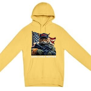 Cats Lives Matter Funny Trump 2024 Cat Maga Premium Pullover Hoodie