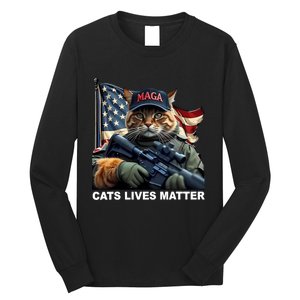 Cats Lives Matter Funny Trump 2024 Cat Maga Long Sleeve Shirt