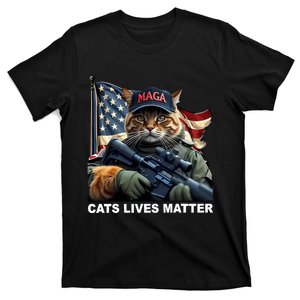 Cats Lives Matter Funny Trump 2024 Cat Maga T-Shirt