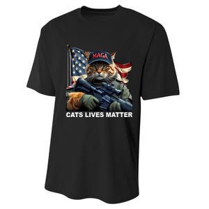 Cats Lives Matter Funny Trump 2024 Cat Maga Performance Sprint T-Shirt