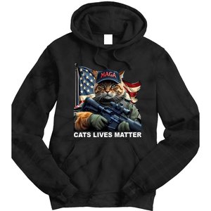 Cats Lives Matter Funny Trump 2024 Cat Maga Tie Dye Hoodie