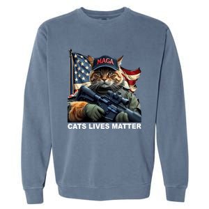 Cats Lives Matter Funny Trump 2024 Cat Maga Garment-Dyed Sweatshirt