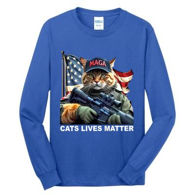 Cats Lives Matter Funny Trump 2024 Cat Maga Tall Long Sleeve T-Shirt