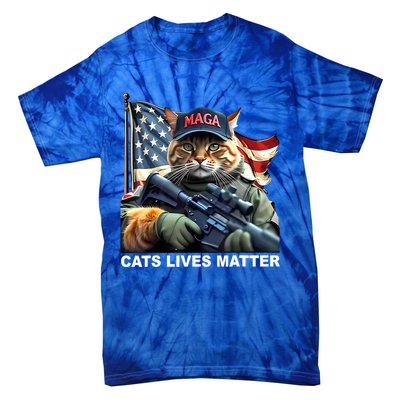 Cats Lives Matter Funny Trump 2024 Cat Maga Tie-Dye T-Shirt