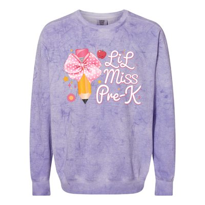 Cute Lil Miss Pre K Pre School New School Year Colorblast Crewneck Sweatshirt