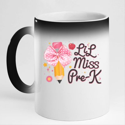 Cute Lil Miss Pre K Pre School New School Year 11oz Black Color Changing Mug