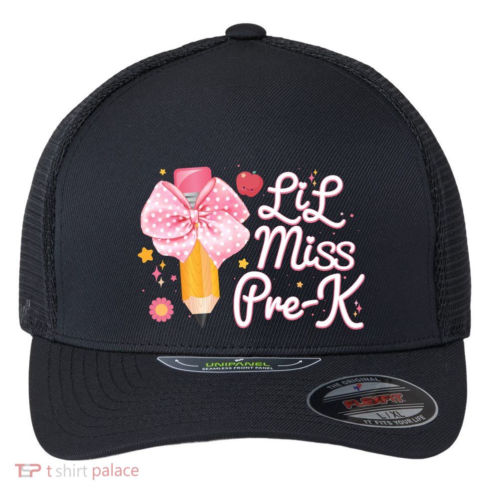 Cute Lil Miss Pre K Pre School New School Year Flexfit Unipanel Trucker Cap