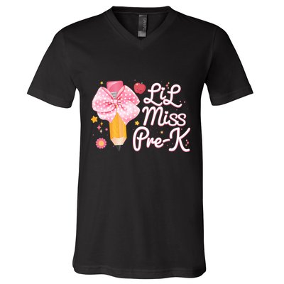 Cute Lil Miss Pre K Pre School New School Year V-Neck T-Shirt