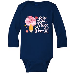 Cute Lil Miss Pre K Pre School New School Year Baby Long Sleeve Bodysuit