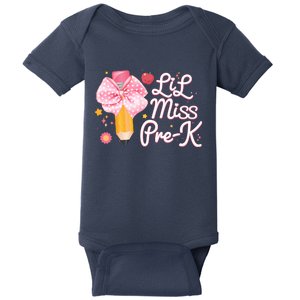 Cute Lil Miss Pre K Pre School New School Year Baby Bodysuit